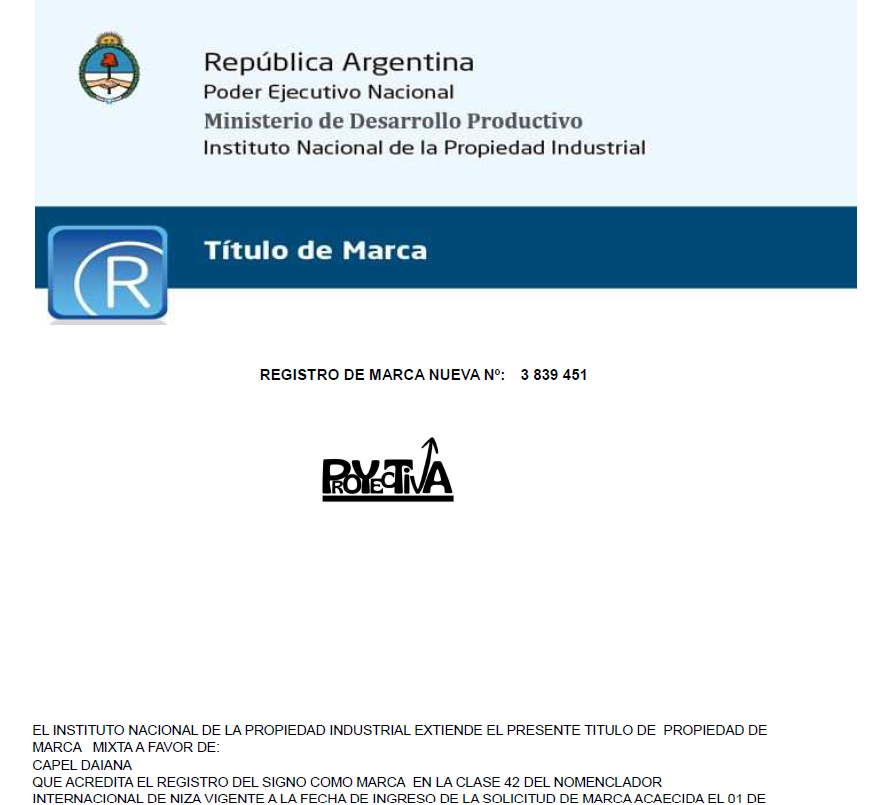 Título de Marca - Certificado INPI Proyectiva